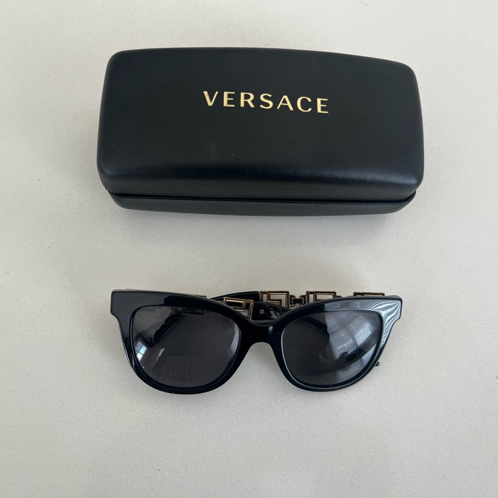 Versace Black Cat-Eye Sunglasses with Gold Accent